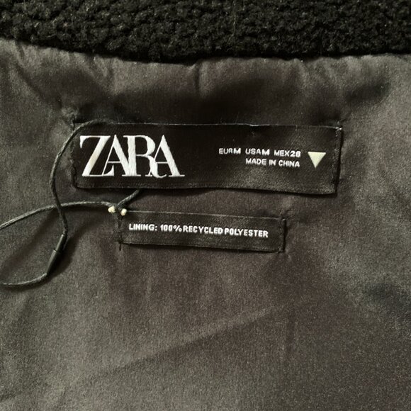 Zara Teddy Fleece & Neoprene Contrast Jacket | Size M - Picture 2 of 10